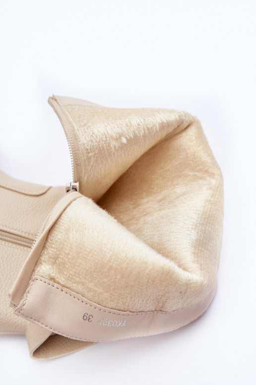 bottes avec une botte Mi-mollet couleur ivoire Lizames