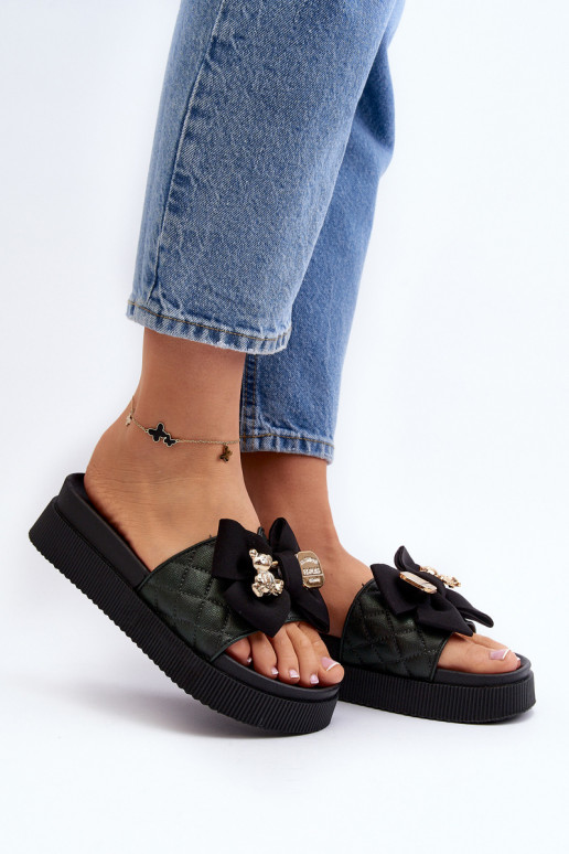 Féminin Chaussons avec des rubans i Nounoursm couleur noire Katterina