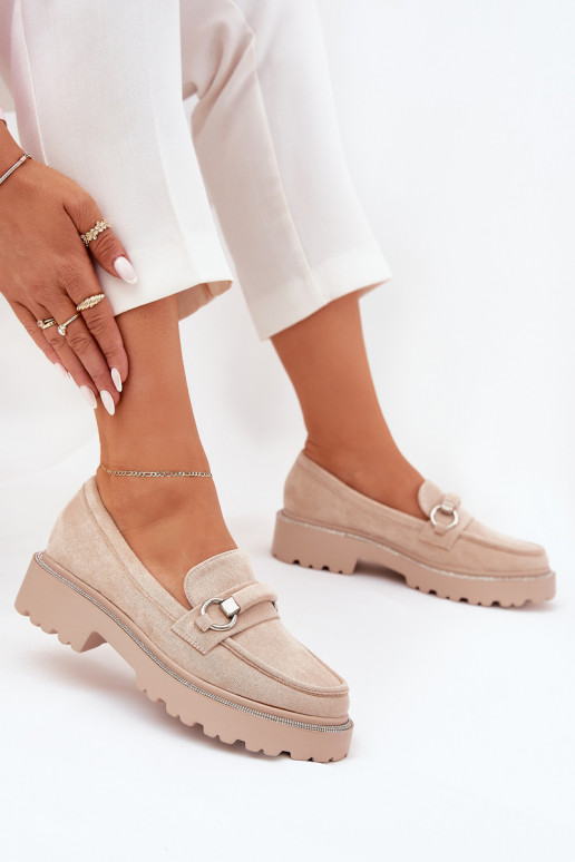 mocassins pour femmes Décoré Cyrkoniami beige Patina