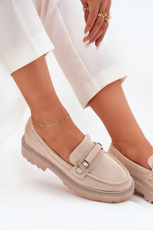 mocassins pour femmes Décoré Cyrkoniami beige Patina