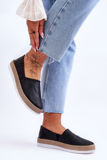 Espadrilles en cuir Mocassins Big Star LL276002 couleur noire 2