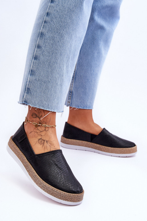 Espadrilles en cuir Mocassins Big Star LL276002 couleur noire