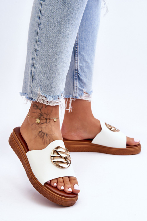 Féminin Chaussons avec des ornements couleur blanche Secrets