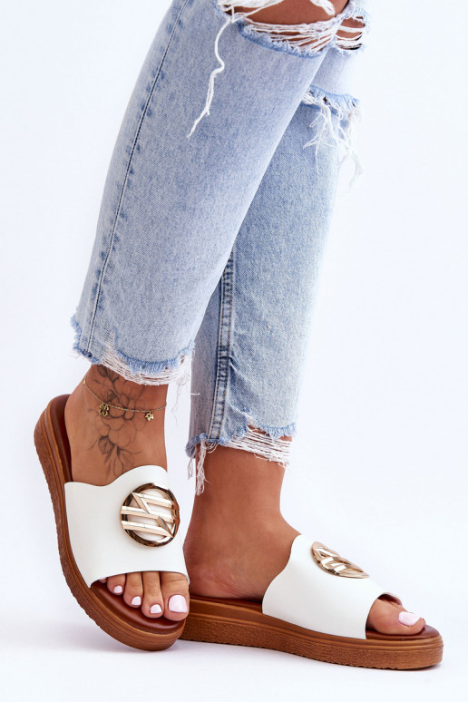 Féminin Chaussons avec des ornements couleur blanche Secrets