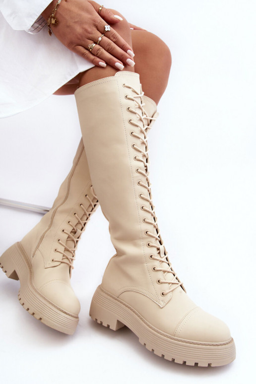 avec des lacets réchauffer bottes chaussures en fleurs de cerisier Contre la route beige Bergdis