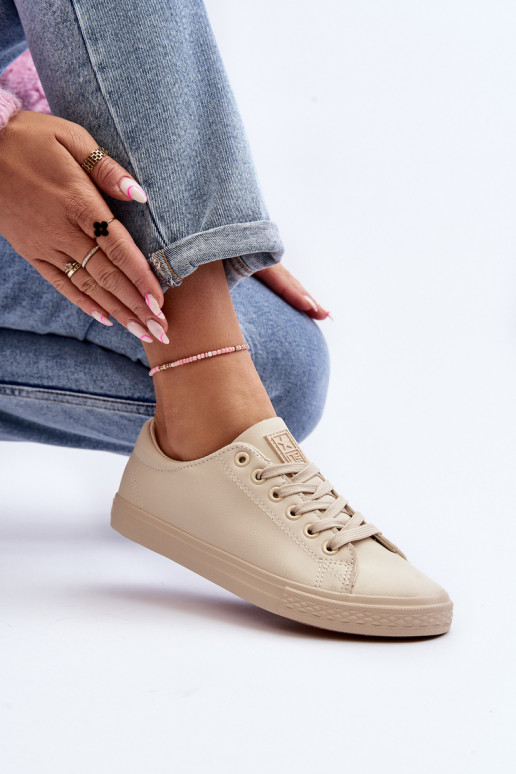 Féminin Peau avec des sangles Modèle classique chaussures décontractées beige Misima