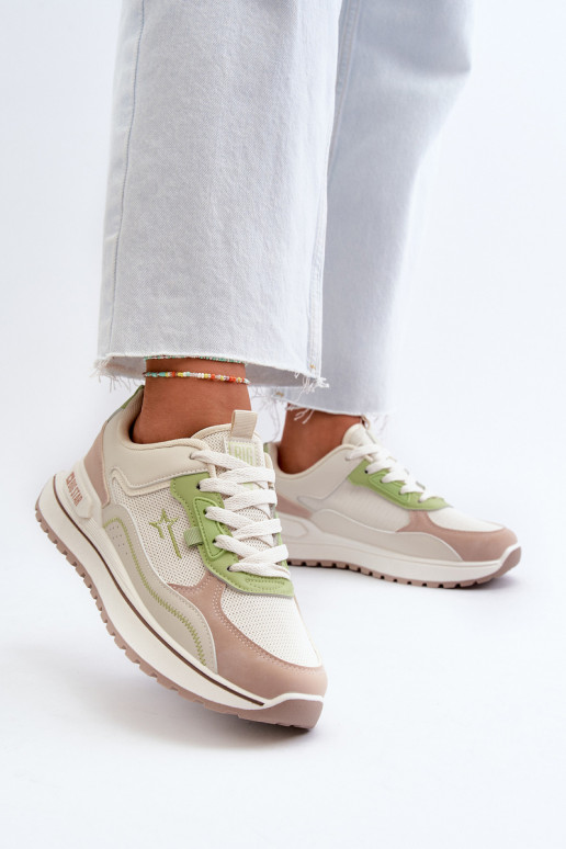 Chaussures modèle baskets Féminin Big Star NN274A091 beige-couleur verte