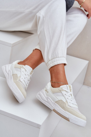 Chaussures modèle baskets avec une plateforme Big Star OO274A155 Blanc-beige