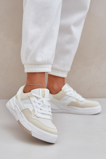 Chaussures modèle baskets avec une plateforme Big Star OO274A155 Blanc-beige 2