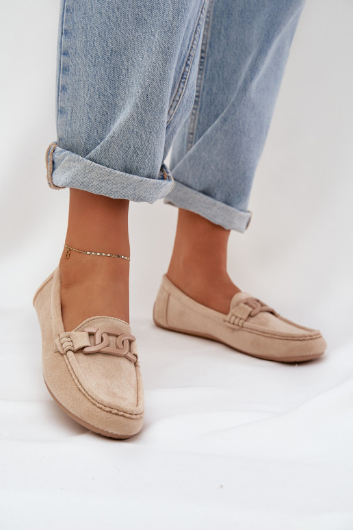 Féminin Eko Mocassins en daim avec des ornements beige Seathra