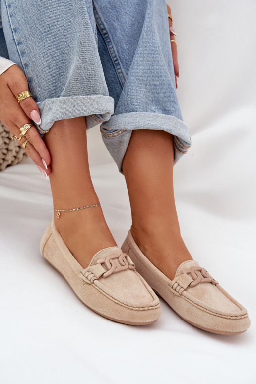Féminin Eko Mocassins en daim avec des ornements beige Seathra
