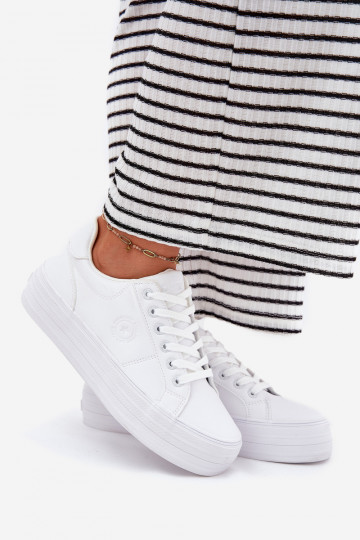 Eko Peau Chaussures de loisirs avec une plateforme Big Star RR274298 couleur blanche 2