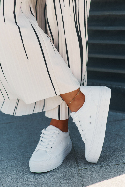 Eko Peau Chaussures de loisirs avec une plateforme Big Star RR274298 couleur blanche