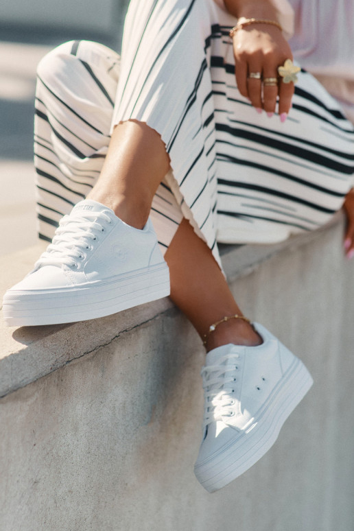 Eko Peau Chaussures de loisirs avec une plateforme Big Star RR274298 couleur blanche