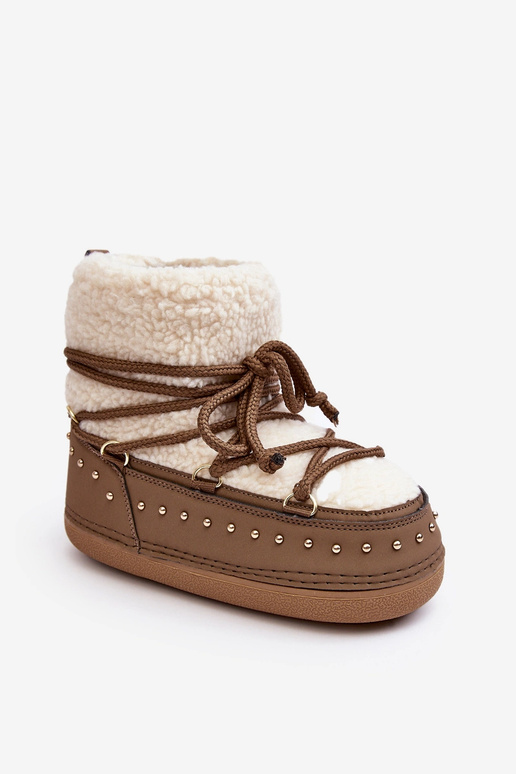 Boots de neige femme en peau de mouton PREND couleur kaki