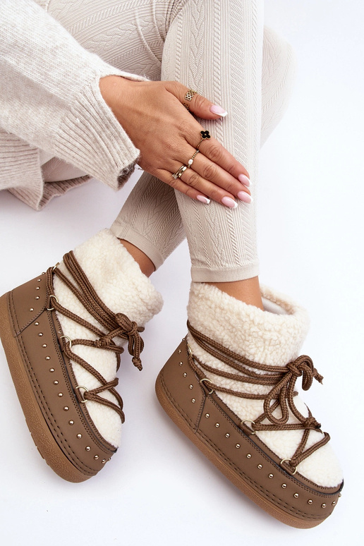 Boots de neige femme en peau de mouton PREND couleur kaki