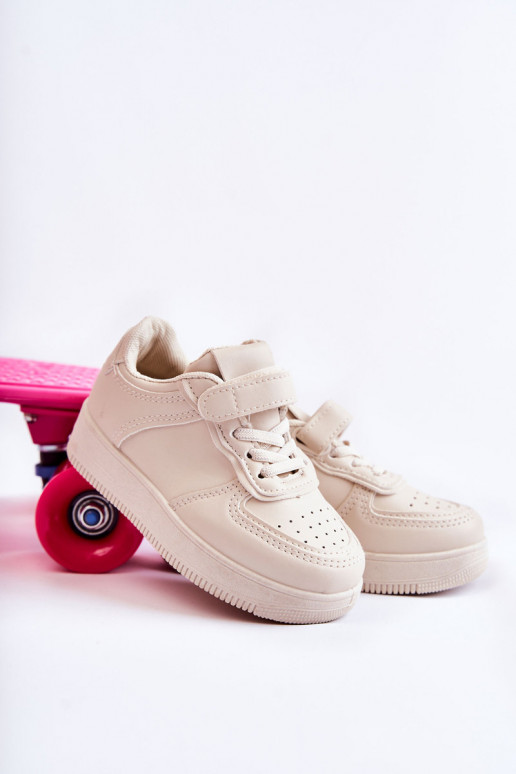 Chaussures de sport pour enfants avec attaches adhésives beige Elike
