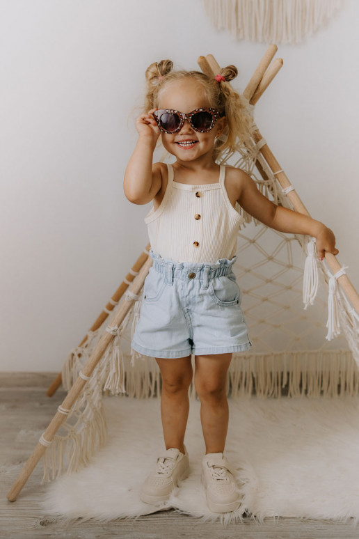 Chaussures de sport pour enfants avec attaches adhésives beige Elike