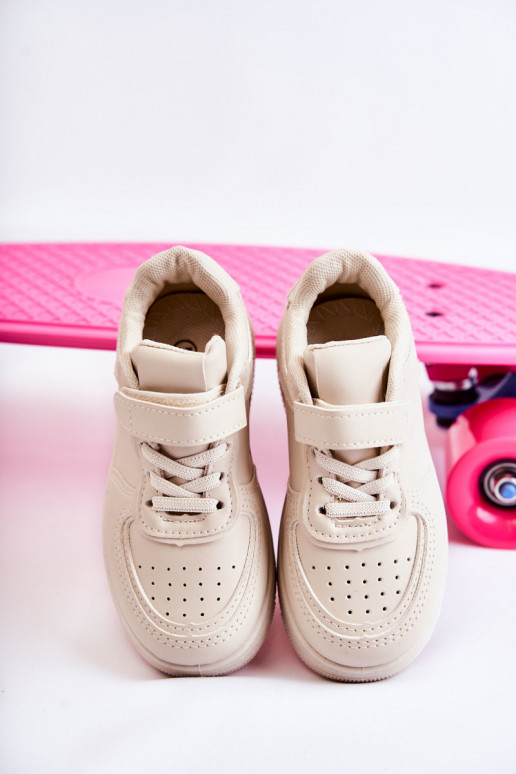 Chaussures de sport pour enfants avec attaches adhésives beige Elike
