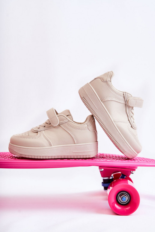 Chaussures de sport pour enfants avec attaches adhésives beige Elike