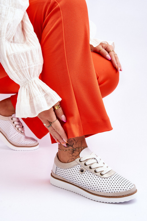 À la mode Peau Chaussures ajourées Style sportif Blanc-couleur dorée Cantare