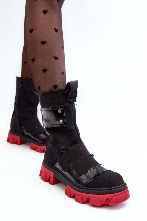  Bottes pour femmes avec fermetures éclair couleur noire Elinare