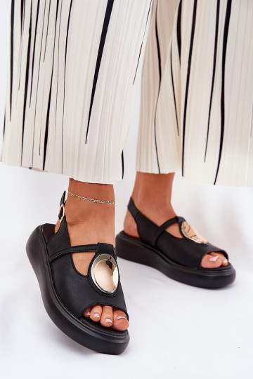 Peau Style élégant Sandales pour femmes S.Barski GR51-603 couleur noire