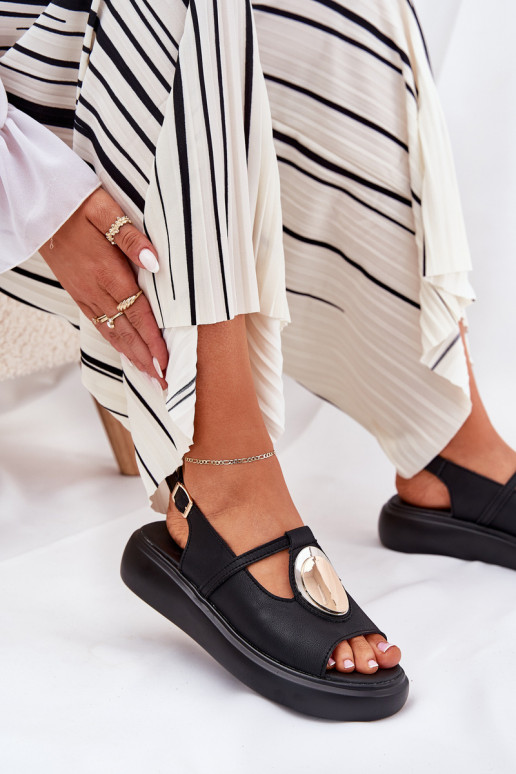 Peau Style élégant Sandales pour femmes S.Barski GR51-603 couleur noire