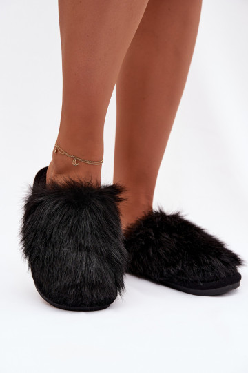 Mules noires pour femmes Katrisse avec fourrure
