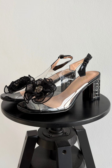 Sandales à talons avec ornements D&A MR52-238, couleur noire