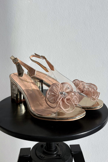 Sandales à talons avec ornements D&A MR52-238, couleur dorée