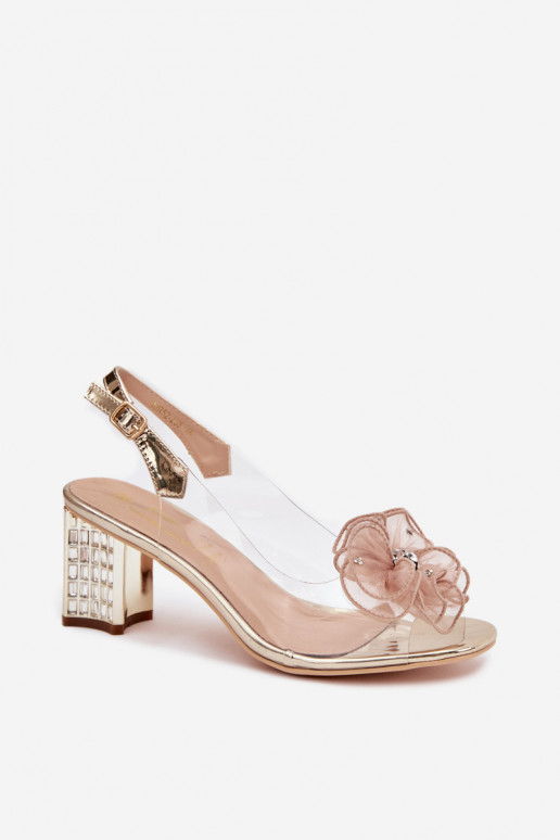 des sandales avec des talons avec des ornements D&A MR52-238 couleur dorée