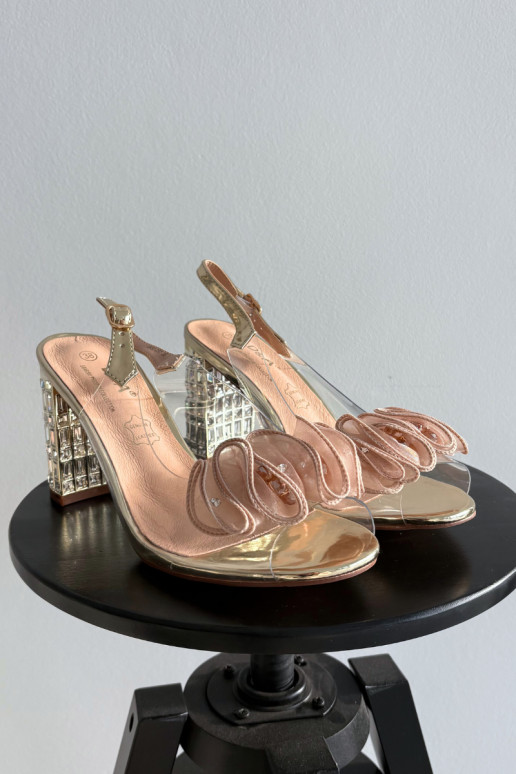 des sandales avec des talons aux yeux brillants D&A MR52-237 couleur dorée