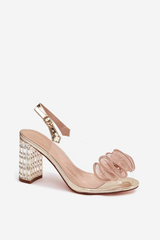 des sandales avec des talons aux yeux brillants D&A MR52-237 couleur dorée