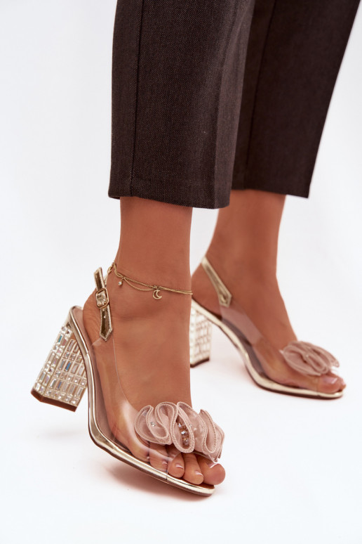 des sandales avec des talons aux yeux brillants D&A MR52-237 couleur dorée