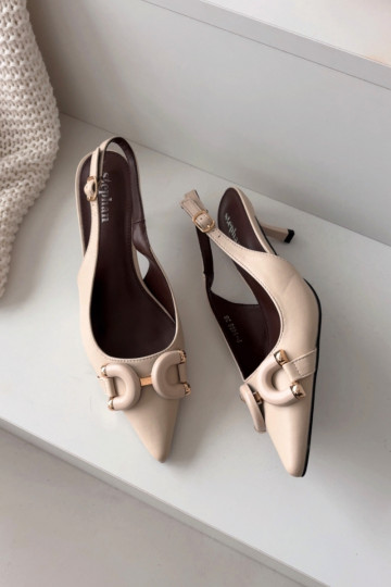 Sandales pour femmes avec des talons fins Avec des décorations Detalem couleur ivoire Brienne