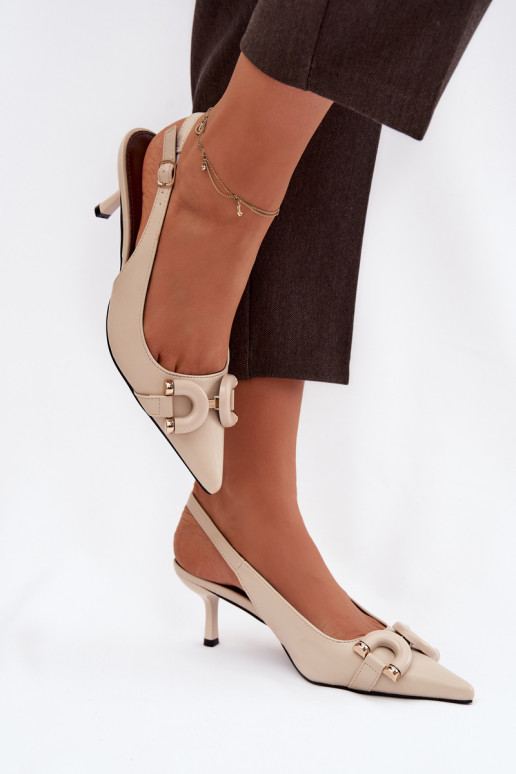 Sandales pour femmes avec des talons fins Avec des décorations Detalem couleur ivoire Brienne