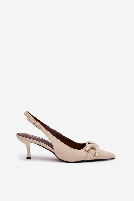 Sandales pour femmes avec des talons fins Avec des décorations Detalem couleur ivoire Brienne