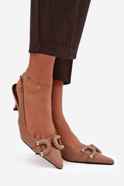 Sandales pour femmes avec des talons fins Avec des décorations Detalem marron Brienne