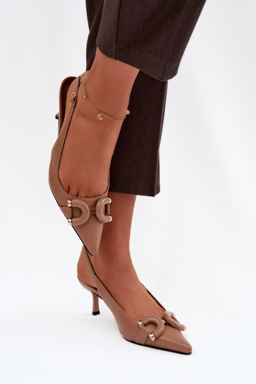 Sandales pour femmes avec des talons fins Avec des décorations Detalem marron Brienne