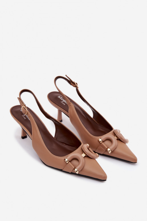 Sandales pour femmes avec des talons fins Avec des décorations Detalem marron Brienne