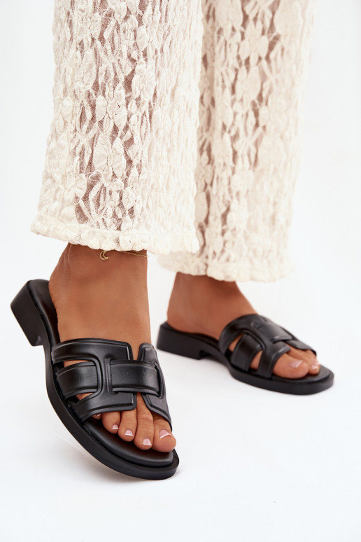 Pantoufles pour femmes avec des talons larges couleur noire Lorania