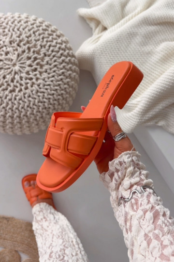 Pantoufles pour femmes avec des talons larges couleur orange Lorania 2