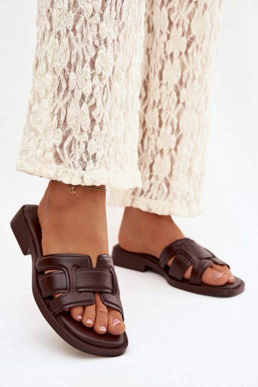 Pantoufles pour femmes avec des talons larges CzekoladoÀe Lorania