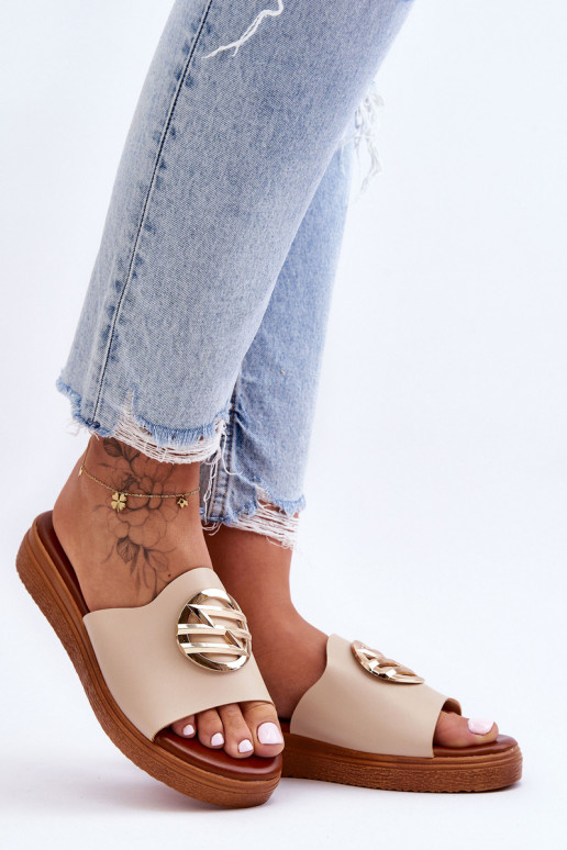 Féminin Chaussons avec des ornements beige Secrets