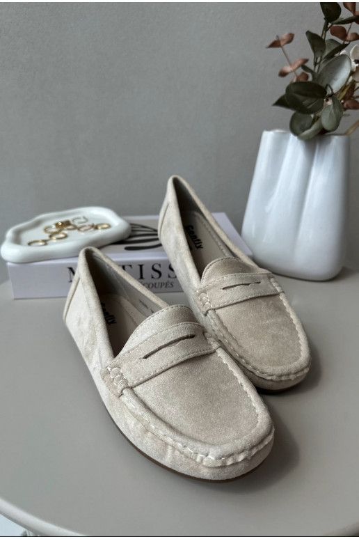 Mocassins élégants en daim beige Lenvie