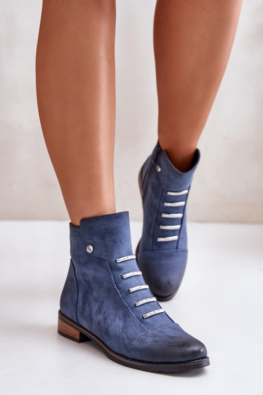 réchauffer Bottes pour femmes avec des talons larges couleur bleue Labise