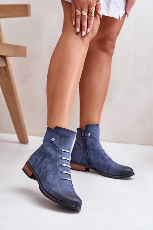 réchauffer Bottes pour femmes avec des talons larges couleur bleue Labise