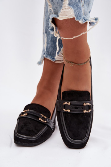 Mocassins pour femmes noires avec des éléments décoratifs Evelora 2