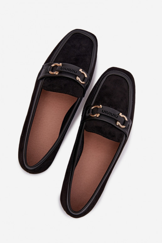 Mocassins pour femmes noires avec des éléments décoratifs Evelora